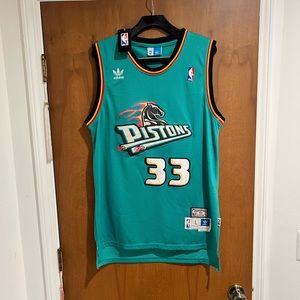 Adidas Hardwood Classics NBA Detroit Pistons Grant Hill Teal Jersey Sz Large